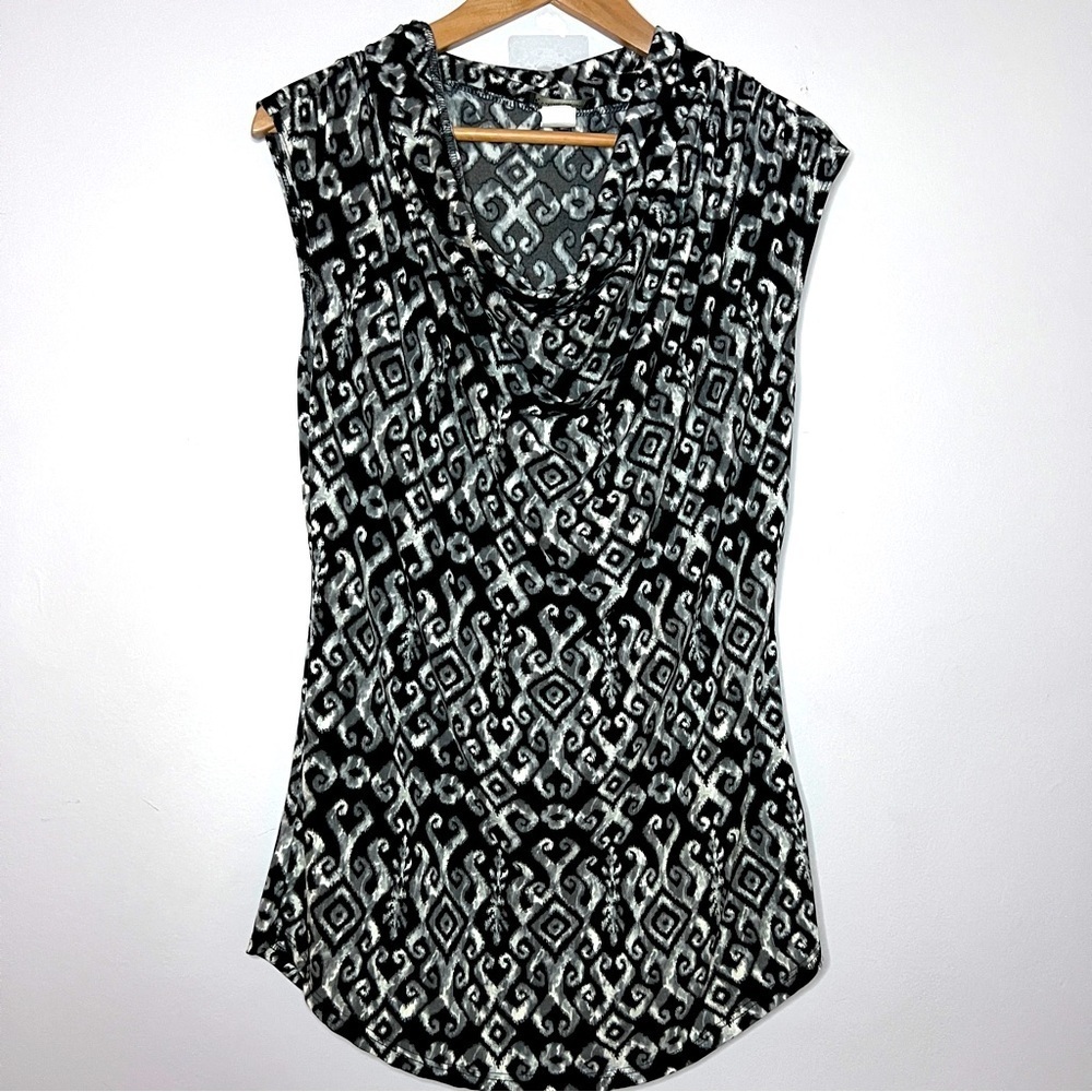 Valerie Bertinelli Sheath Dress/Top Black White Geometric Pattern